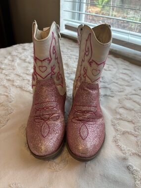 Pink glitter western boots